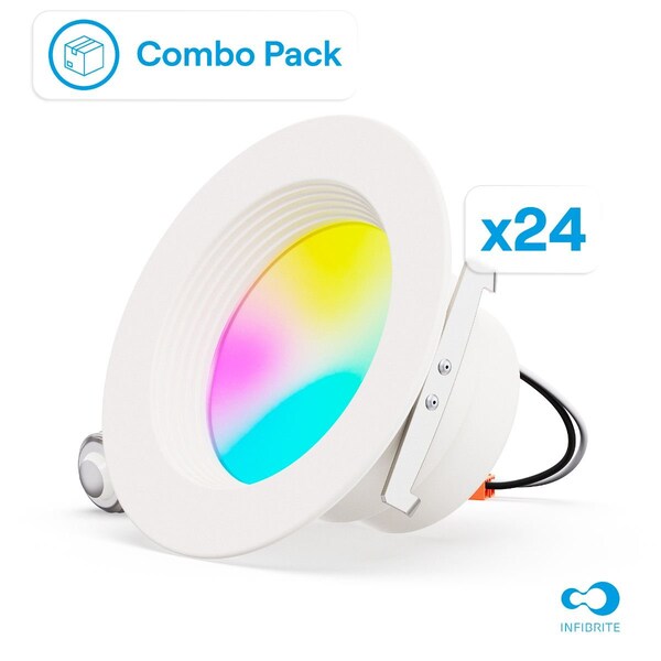 Infibrite 4 In. WiFi Smart 9W 810LM Recessed Retrofit LED Downlight, Alexa/Google, Wet Rated, 24PK IB-003-1-9W-WH-24PK - main