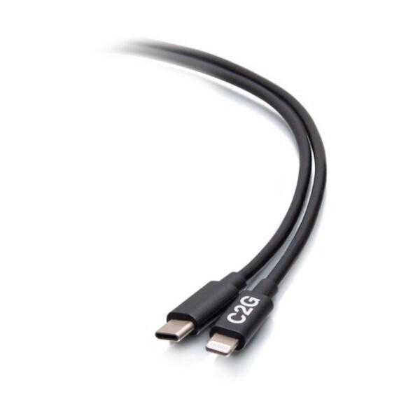 C2G 3ft USB-C Male to Lightning Male Sync and Charging Cable - Black C2G54555 - main