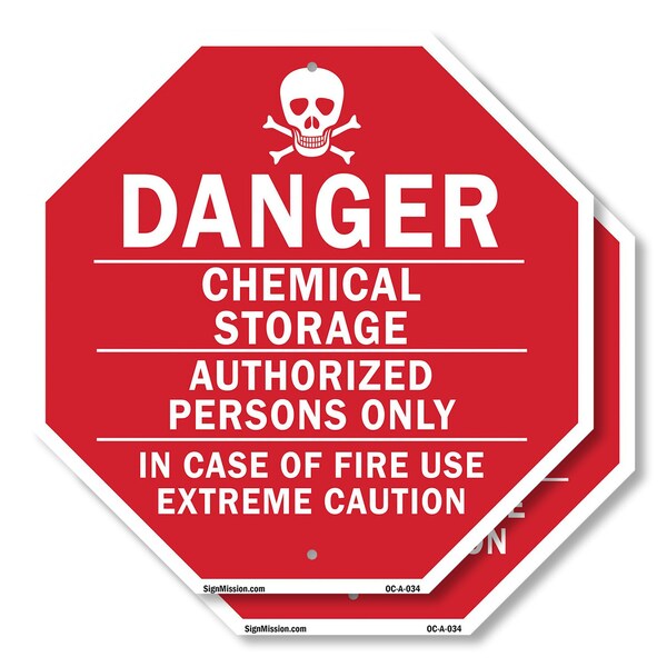 Signmission Danger Chemical Storage Authorized, 10 inch X 10 inch, Aluminum Metal Signs, 2PK OC-A-2PACK-10-34 - main