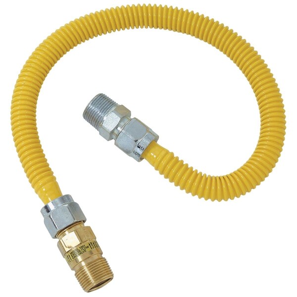 Dormont 5/8'' ODx24'' Coated Stainless Steel Gas Connector 1/2'' MIP, Tapped 3/8'' FIPx1/2'' MIP SmartSense XL30C-313MV6-TS-24B - main
