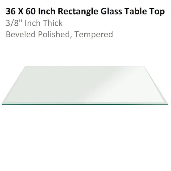 Fab Glass And Mirror Fab Glass & Mirror Rectangle Glass 3/8in Thick Bevel Tempered Radius Corners, 36in L x 60in W 36x60RECT10THBETE-T - main