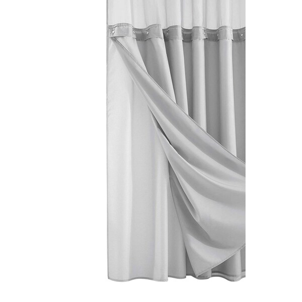 Homeroots Silver Modern Grid Shower Curtain and Liner Set 399755 - main