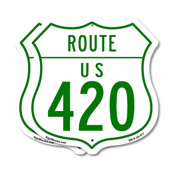 Signmission Route Marker Shield Sign Us 420, 18 inch X 18 inch, Plastic Sign, 2PK SHI-P-2PACK-18-477 - main