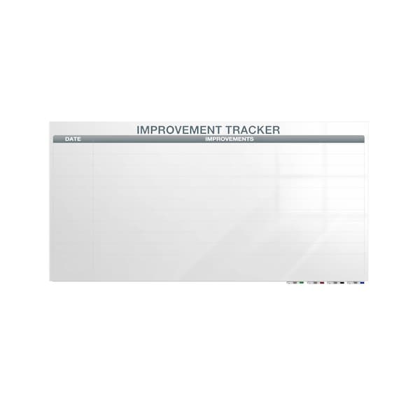 Ghent Manufacturing Aria Low Profile Glassboard, Improvement Tracker 1, Magnetic, 4'H x 6'W GRPARIASM02V-46 - main