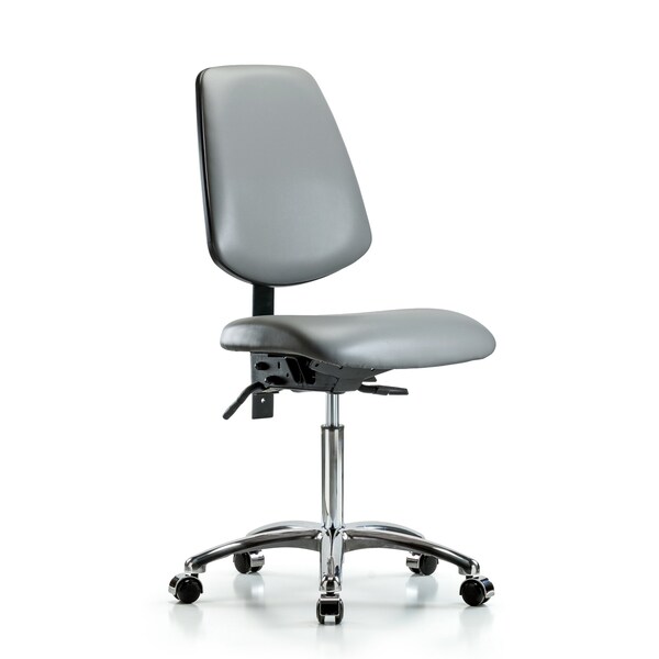 Blue Ridge Ergonomics Vinyl Chair Chrome, Med Bench, Med Back, Tilt, Casters, Sterling BR-VMBCH-MB-CR-T1-A0-NF-CC-8840 - main