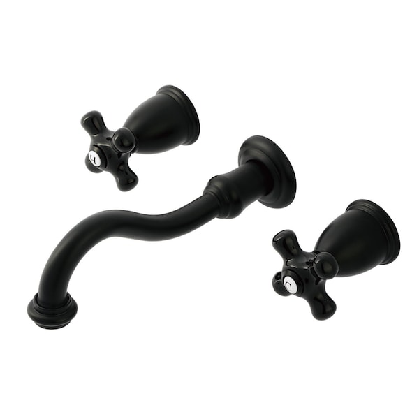Kingston Brass Double-Handle Wall Mount Bathroom Faucet, Matte Black KS3120PKX - main