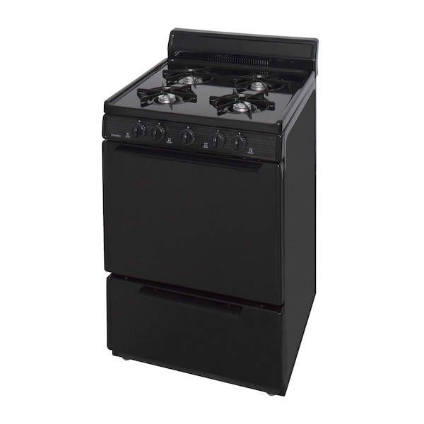 Premier Gas Range, Four 9100 BTU Open Burners, 24 inW x 40 inH x 26 inD, 2.42 cu. Ft., Black 805738 - main