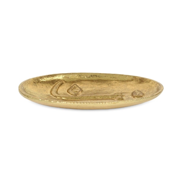 Homeroots 8" Gold Cast Iron Mod Abstract Face Oval Trinket Tray 571244 - main