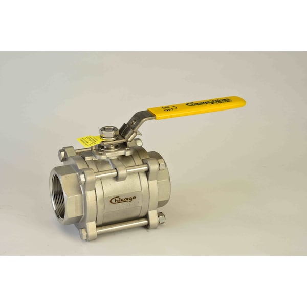 Chicago Valves And Controls 3", 3 Piece Full Port Stainless Steel Ball Valve with FNPT Ends 3466R6TE030 - main
