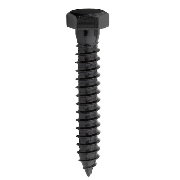 National Hardware V1864 Series Lag Screw, 12 in Thread, 3 in L, Steel, Black PowderCoatedGalvanized N800-022 - main