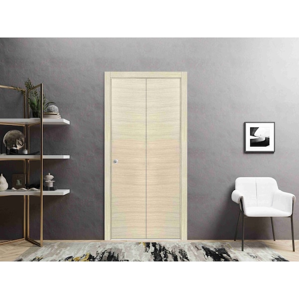Sartodoors Sliding Closet Bi-fold Doors, Planum 0010 Natural Veneer, Sturdy Tracks Moldings Trims Hardware Set PLANUM0010BF-SHP-36 - main