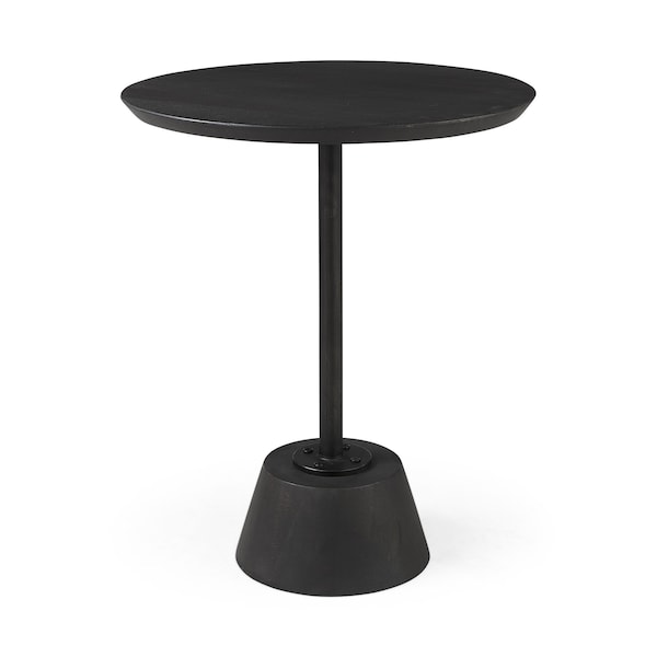 Homeroots 24" Black Solid and Manufactured Wood Round End Table 393191 - main