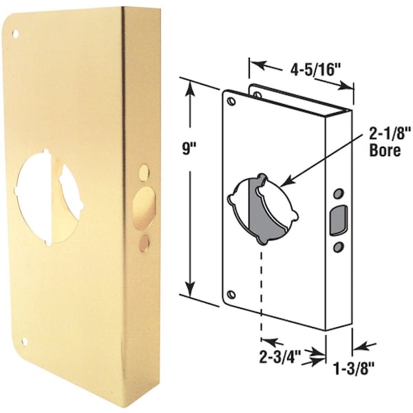 Prime-Line Defender Security 1-3/8'' x 2-3/4'' Brass Door Reinforcer U 9549 - main