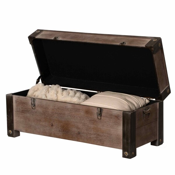 Vintiquewise Rustic Wooden Storage Trunk Bench for Decortive Organization or Seating QI004861.L - main