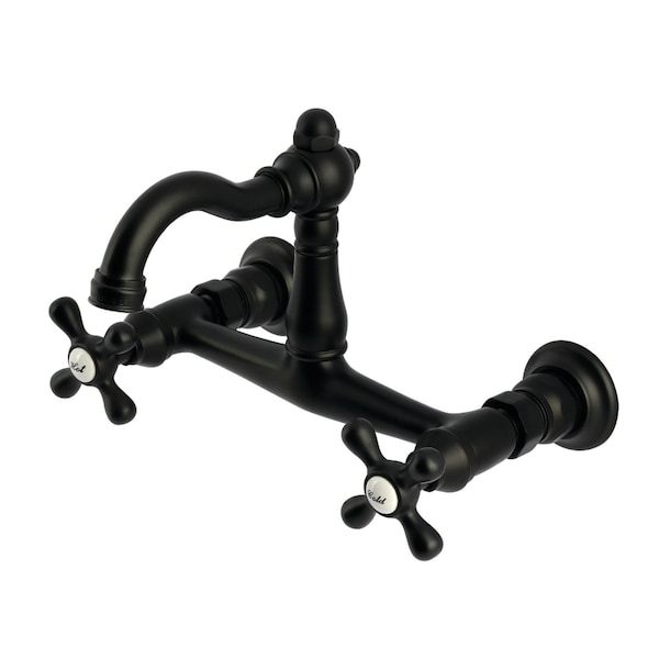 Kingston Brass Two-Handle Wall Mount Bridge Kitchen Faucet, Matte Black KS3250AX - main