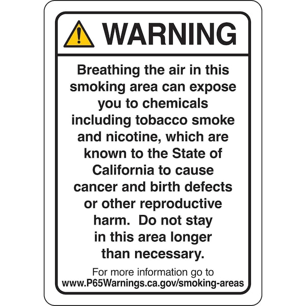 Brady Prop 65 Regulatory Sign Smoking 14 inch x 10 inch Aluminum Black on White 150456 - main