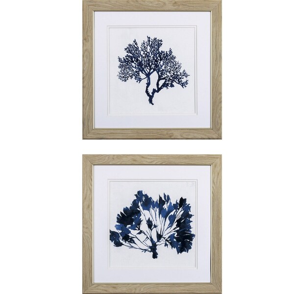 Homeroots Set of Two Deep Blue Sea Coral Watercolor Wall Art, 2PK 395658 - main