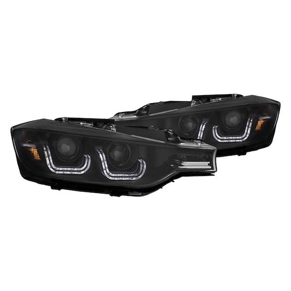 Anzo Usa USA 12-15 BMW 3 Series F30 Projector Headlights with U-Bar Black Clear 121504 - main