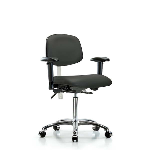Blue Ridge Ergonomics Clean Room Chair Med Ben Chair, Vin, Chrm, AA, Cast, Gry, CL100, Adjustable Arms, 22" to 29" Height BR-NCR-VMBCH-CR-T0-A1-NF-CC-8605 - main