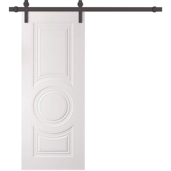 Sartodoors Barn Door 28 x 84 inches, BASIC 9801 White, 6.6FT Rail Track Heavy Hardware Set, Solid Panel Inte BASIC9801BD-B-SKIN-2884 - main