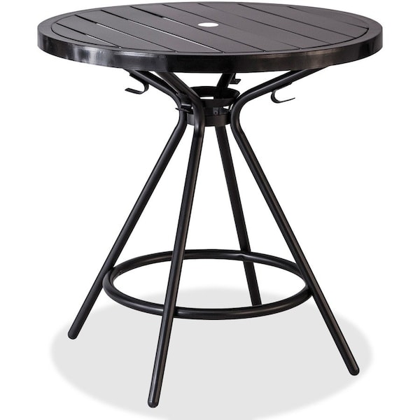 Safco Round Outdoor/Indoor Table, Steel, 30", Black, Sheet Metal, Black 4361BL - main