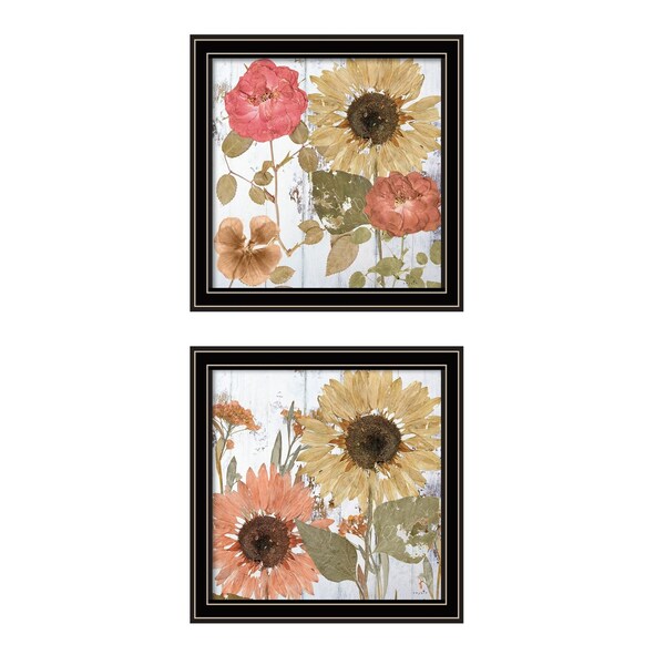 Homeroots Set Of Two Earth to Petals 1 Black Framed Print Wall Art, 2PK 408075 - main