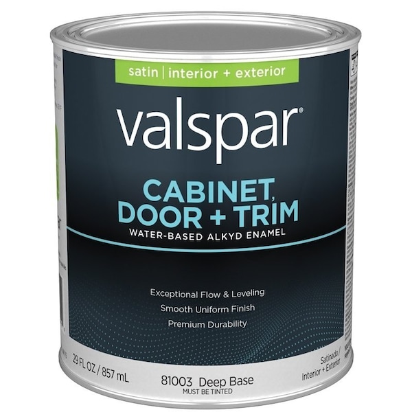 Valspar 8100 Cabinet, Door and Trim Paint Enamel, Water Base, Satin Sheen, Deep Base, 1 qt 028.0081003.005 - main