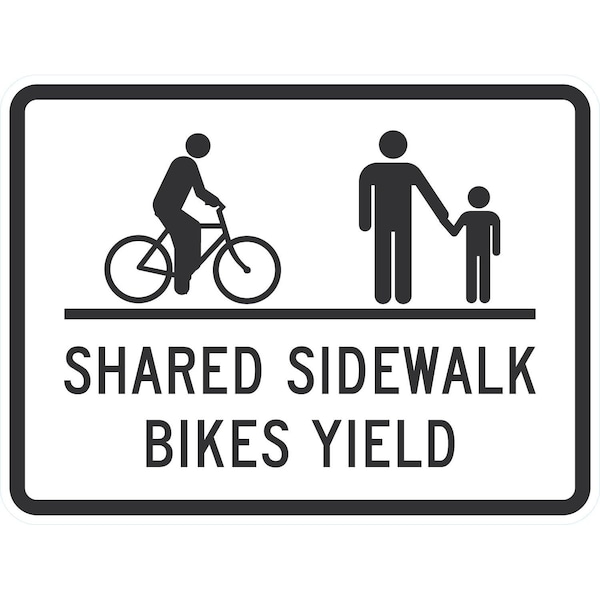 Lyle (Bike & Ped Symbols) --- Shared Sidewalk Bikes, 24x18, Diamond Grade, White G-11875-DG_24x18 - main