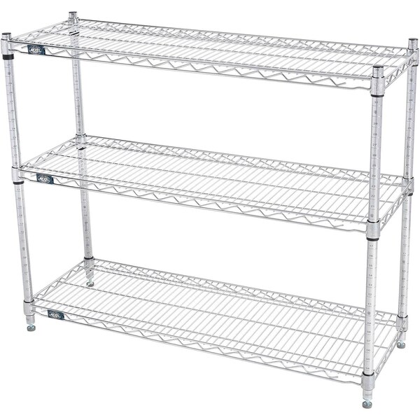 Global Industrial Nexel 3 Shelf, Stainless Steel Wire Shelving Unit, Starter, 42"W x 14"D x 34"H B3149689 - main