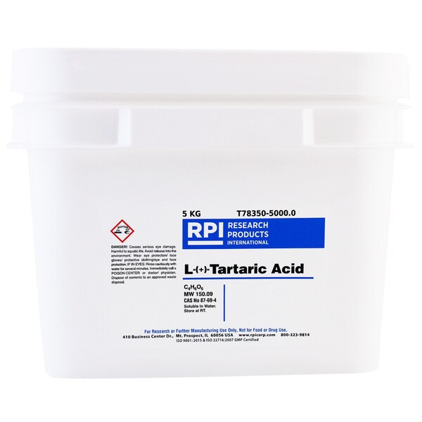 Rpi L-+-Tartaric Acid 2R, 3R-+-Tartaric acid/ L- Threaric acid, 5 Kilograms T78350-5000.0 - main