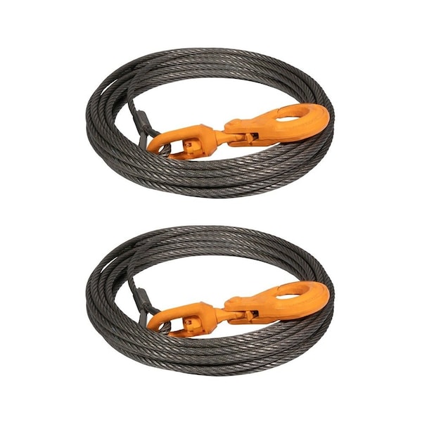 Mytee Products 7/16 inx75 ft Winch Cable Rope Wrecker Tow Truck Rollback - Steel Core, 18,100 lbs BS, 2PK WW716-75x2 - main