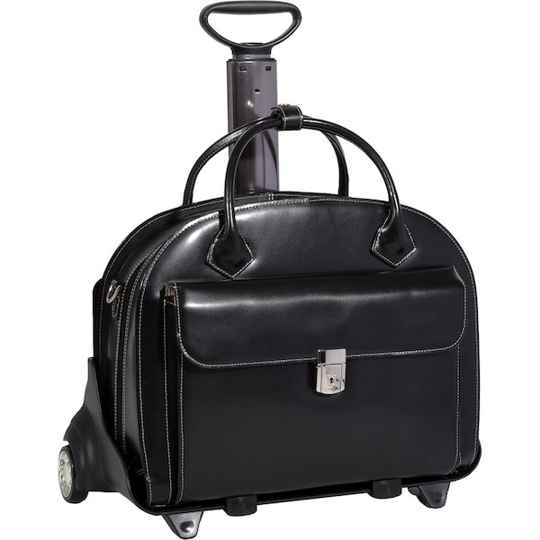 Mckleinusa Glen Ellyn W Series Leather Detachable-Wheeled Ladies Case with Removable Sleeve - Black 94365 - main