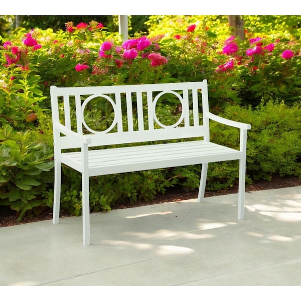 Homeroots 45" White Metal Garden Patio Bench 611610 - main