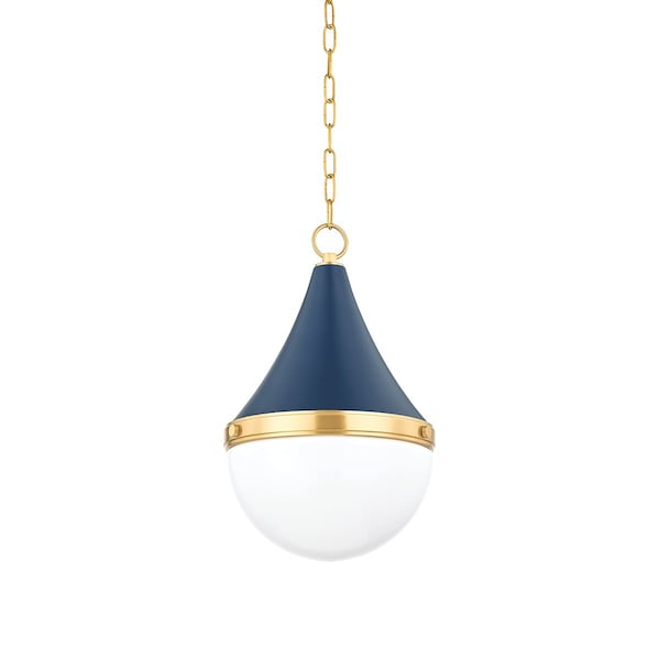 Mitzi Ciara 1 Light Pendant 12.5 In. Aged Brass/Soft Navy H787701S-AGB/SNY - main