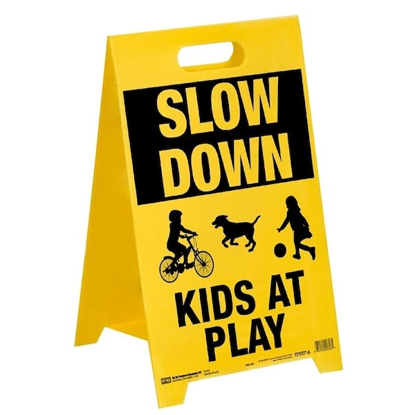 Hy-Ko Sign Stand, SLOW KIDS AT PLAY, BlackYellow Legend, Plastic PFS-KID - main