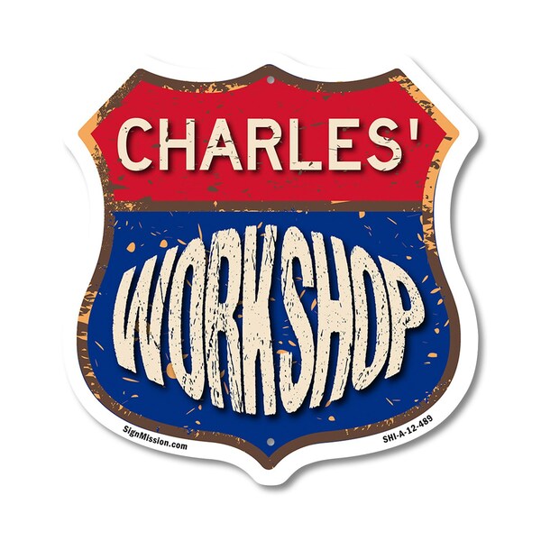 Signmission Charles's Workshop, 12 Inch X 12 Inch, Aluminum Metal Sign SHI-A-12-489-CHARLES - main