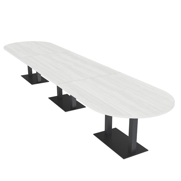 Skutchi Designs Racetrack Conference Table With Power Unit, 48 in W, 192 in L, White HAR-RAC-48X192-DOU.BK-WA7976-NA - main