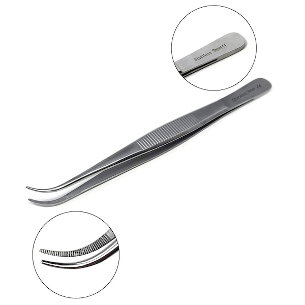A2Z Scilab Culinary Tweezers, Narrow Precision Serrated Jaws, 6 Inch Curved, Stainless Steel Tongs A2Z-ZR1045 - main