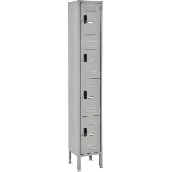 Global Industrial 4-Tier 4 Door Digital Locker, 12"W x 12"D x 78"H, Gray, Assembled 290778 - main