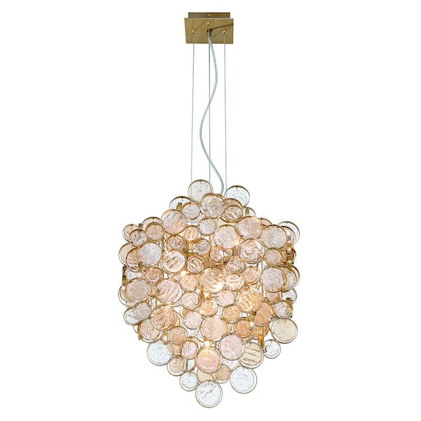 Eurofase Trento Transitional Halogen Chandelier, 15-Light, Clear/Champagne Silver 34030-026 - main
