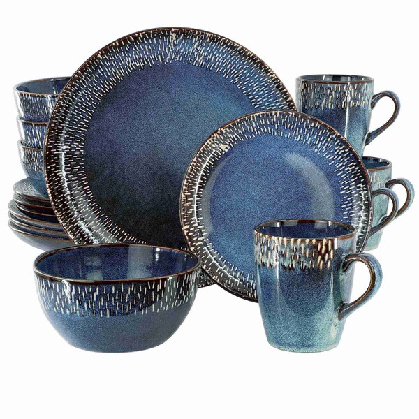 Meritage Jasper 16 Piece Round Stoneware Dinnerware Set in Blue with Reactive Glaze 119794.16 - main