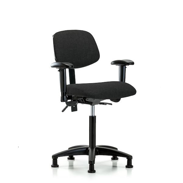 Blue Ridge Ergonomics Chair, Fabric, Med Bench, AA Glides, Blk, 6-Way Adjustable, 22" to 29" Height, Black BR-FMBCH-RG-T0-A1-NF-RG-F42 - main
