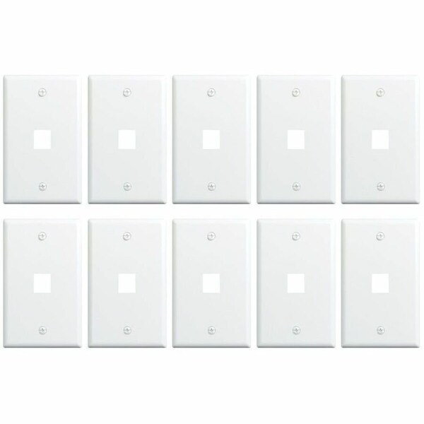 On-Q 1-Gang 1-Port Wall Plate, White, 25-pack, Bulk Plastic Keystone Strap, RJ45 Wall Plate WP3401WH25 - main