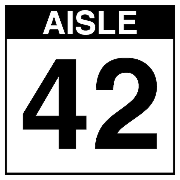 5S Supplies Warehouse Aisle 42 Sign - 16in x 16in - DOUBLE - NONE - PVC AISLE42-16X16-DOUBLE-NONE - main