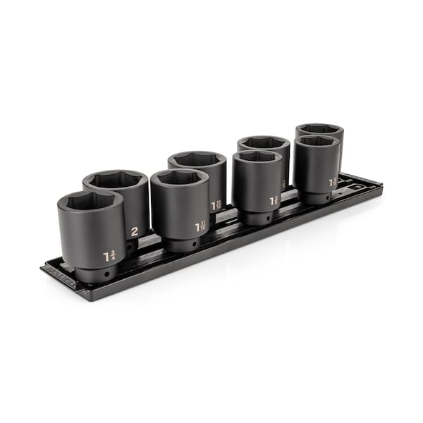 Tekton 1/2 Inch Drive Deep 6-Point Impact Socket Set with Rails and Tray, 8-Piece 1-9/16-2 in. SID92107 - main