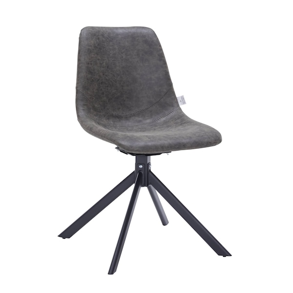Leisuremod Markley Modern Leather Swival Dining Chair With Metal Legs in Grey MSCBL-18-GR - main