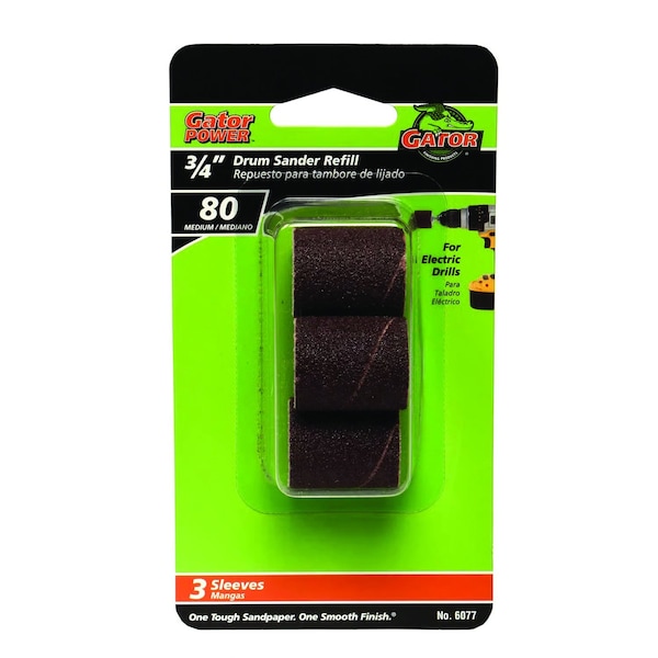 Gator Finishing 0.75 x 1 in. Drum Sander Refills, 80 Grit, 3PK 6077 - main
