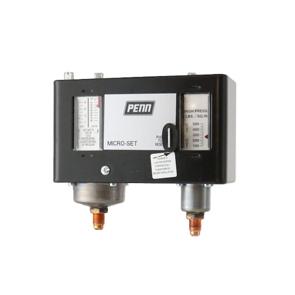 Johnson Controls Pressure Switch, SPST, 1/4" MNPT, 12 in. Hg to 80 psi; 100 to 500 psi Range, Steel P170MA-18 - main