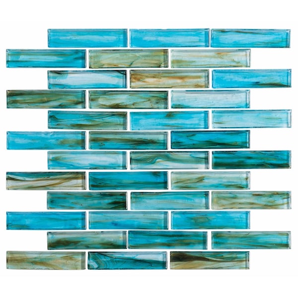Andova Tiles SAMPLE-Marianna Lagos Blue 1-in. x 4-in. Brick Joint Wood Look Polished Glass Wall & Floor Mosaic Tile SAM-ANDMARI463 - main