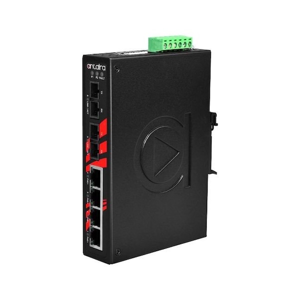 Antaira 6-Port Industrial PoE+ Unmanaged Ethernet Switch, w/4*10/100Tx (30W/Port), 2*1 LNP-0602-S3 - main
